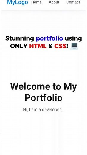 Easiest Portfolio Website using HTML & CSS! 🚀#shorts #coding