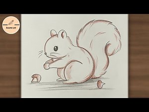 How to draw a cute squirrel 🐿️ step by step | easy animal drawing tutorial