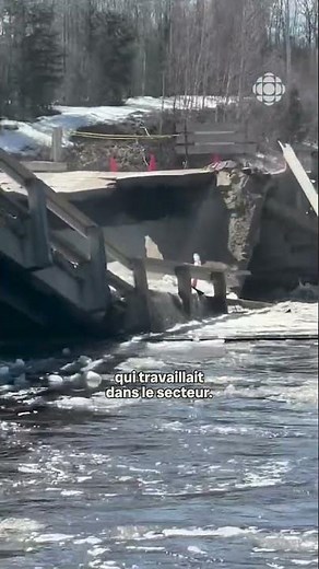 A bridge is washed away by floods in Saskatchewan
