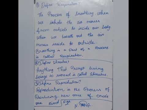 Define Respiration l Define stimulus