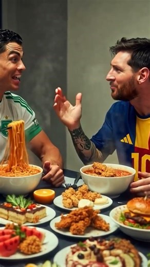 Ronaldo and Messi are eating together. #asmr #cristianoronaldo #messi