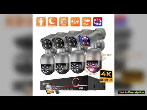 Techage 4K 8MP Security Camera Kit Night Vision Smart AI Detected Email Alert Outdoor Home CCTV