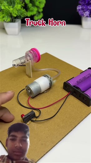 Diy Horn with Dc motor #youtubeshorts​ #dcmotor​ #horn​ #truck​ #diy​ #techbuild​