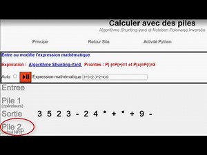 Calculer avec des piles, algorithme de Shunting Yard, Notation Polonaise Inverse