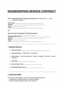 Housekeeping Service Contract | Editable DOC PDF | Cleaning Agreement | Maid Service Form | Residential Cleaner Template - Etsy Canada