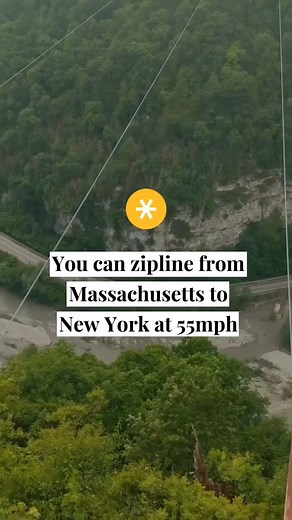 Ride the longest zipline in America! 📏 Zip over here 👉 bit.ly/ZiplineNY to learn more about this speedy ride that crosses state lines ⬆️ #mybostonuncovered #mysecretnyc #Escapes | Secret NYC