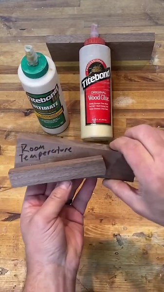 Cold temperatures affect the strength of your glue. #woodwork #woodglue #titebond