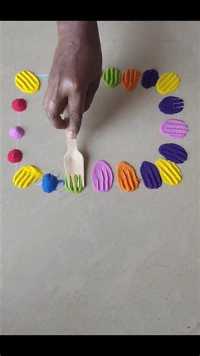 simple square colour kolangal (Rangoli)#kolangal #rangoli #rangolidesigns #dialyrangoli #fun