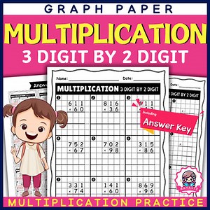 Graph Paper Worksheet : Multiplication 3 digit by 2 digit | Answer Sheets | Math
