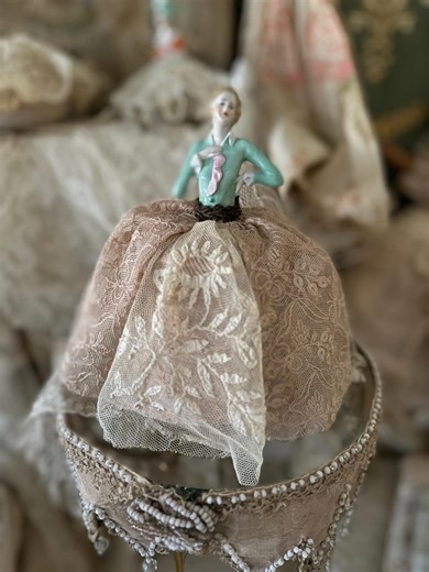Sweet Antique Bisque Porcelain Half Doll Lace Pin Cushion Doll - Etsy