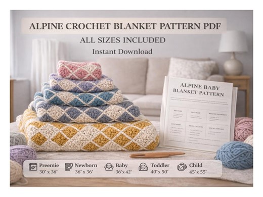 Alpine Baby Blanket Crochet Pattern PDF – Easy Beginner Pattern – Nursery Gift - Etsy