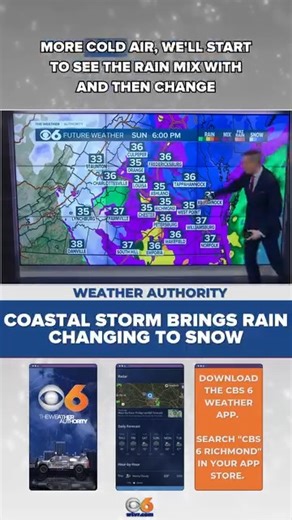 ⚠️❄️ Are you ready to see some more snow? It all depends on where you live in Virginia. Richmond 1-2", eastern areas 6 inches possible. Eastern Shore under blizzard warning with 60 mph gusts. ⚠️❄️ Complete forecast at WTVR.com/Weather | WTVR CBS 6 News