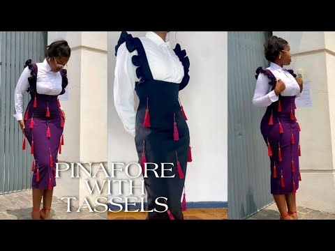 How to cut and sew PINAFORE with TASSELS/Detailed and easy to understand