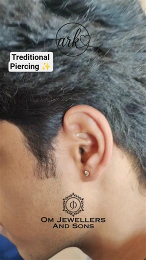 Traditional Ear Piercing for Men 👂✨ #shorts #earpiercing #mensfashion
