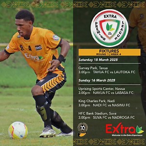 The Extra Premier League – Round 1, Week 4! ⚽🔥Get ready for another action-packed weekend as The Extra Premier League continues with Round 1, Week 4 this Saturday & Sunday! Expect intense matchups, fierce competition, and top-tier football as teams battle for dominance on the field.Stay tuned for updates, match highlights, and all the action from Fiji’s biggest football competition! 🏆⚽ | Extra Supermarket