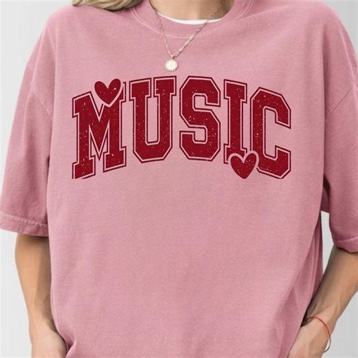 Music Lover T-shirt, Cute Heart Music Graphic Tee, Vintage Style Shirt, Casual Oversized Top, Gift for Music Fans, Trendy Unisex Tee - Etsy UK