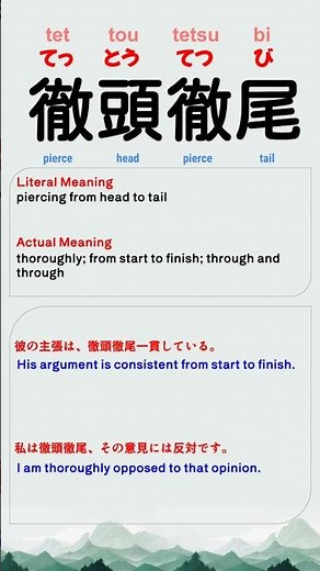 Japanese Idioms #112 徹頭徹尾 四字熟語 【Kero Japanese】