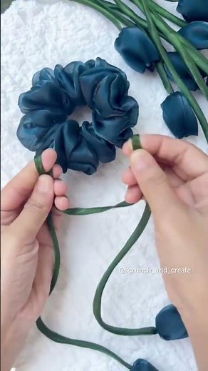 Make STUNNING Tulip Flower Scrunchie Easily🌷#shorts #tutorial