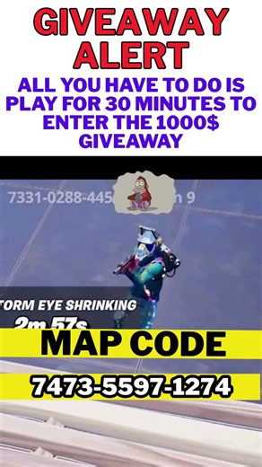 1000$ GIVEAWAY ALERT💥Play NOW for a chance to WIN💥MAP CODE: 7473-5597-1274💥