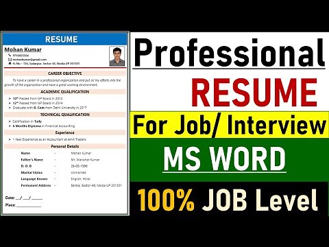 Professional 🔥 Resume For Fresher | Resume Kaise Banaye | Resume Format