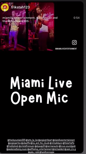 Open mic tonight for all talents at 930! Sign up before! Happy hour from 6-8 with drink specials and $2 tacos! #thankyoumiami305 #littlehavana #openmicmiami
