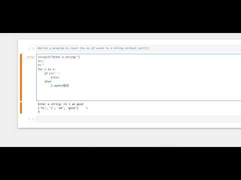 Write a program to count the no of words in a string without split()