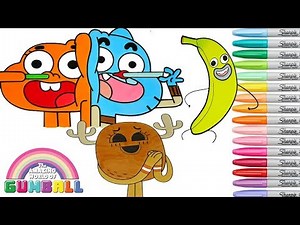 The Amazing World of Gumball Coloring Book Pages Darwin Banana Joe Penny Rainbow Splash
