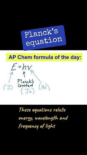 AP Chem formula of the day -part 2 Planck’s equation for energy #apchem #genchem #collegechem #collegechemistry #chemtok #speedoflight
