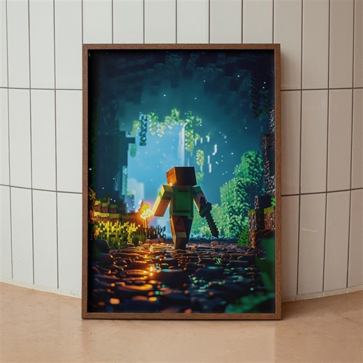 Pixel Game Poster, Mine Gaming Room Poster, Craft Gaming Wall Poster, Gaming Print Poster, Game Gift, Video Games Poster, Gaming Wall Art - Etsy