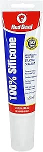 Red Devil 0820 100% Silicone Sealant Architectural Grade, 2.8 oz. Tube, Clear, 1 Pack