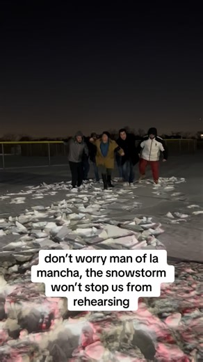 The cold never bothered us anyway ❄️ New trait unlocked: will brave the elements to chase the impossible dream. January vs. the cast of Man of La Mancha. Tickets for the RTC 2026 season go on sale this Sunday! 📆 #rtc #rockawaytheatrecompany #rockawaybeach #manoflamancha #broadway | Rockaway Theatre Company