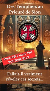 ⭕ Retrouvez Bob en direct mercredi 5 mars à 19h sur les réseaux sociaux de BTLV, Youtube, Facebook et Twitch. 🎧 Accompagné de Jean-Patrick Pourtal et Mathias Leboeuf ils reviendront sur la société secrète des Templiers jusqu'à celle du Prieuré de Sion. 👉 Si vous n'êtes pas encore abonné, profitez de notre abonnement sans engagement : https://www.btlv.fr/rejoignez-btlv/ et sur Youtube : https://www.youtube.com/cha.../UC3FUHIUhkXVRS8PQgheGz4A/join #societe #templier #secret #occulte #decouverte 