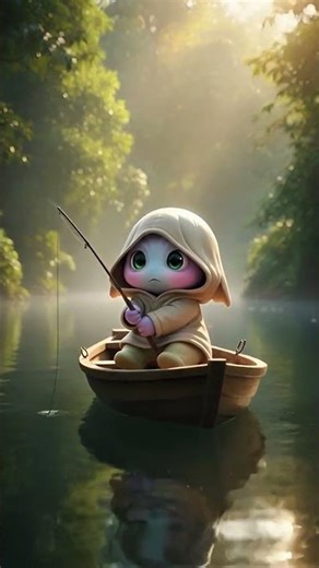 Cute Alien Boy Fishing Adventure 🌊🐟 | Jungle AI Cartoon #aivideo #ytshorts #fishing