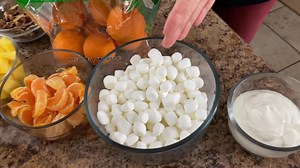 Thank you for joining us today in the Farm Stand Kitchen! We are making my favorite Spring Salad...AMBROSIA SALAD! Here is my spin on the vintage recipe! FARM STAND FRESH AMBROSIA SALAD INGREDIENTS 1/2 cup heavy whipping cream, cold 1 Tablespoon granulated sugar 1/2 cup sour cream 2 1/2 cups mini Marshmallows 1 cup segmented Pixie Tangerines or clementines 1 fresh pineapple, chopped 1 cup sweetened flaked coconut 1 cup toasted Pecans 1/2 cup drained Luxardo Maraschino Cherries, or traditional re