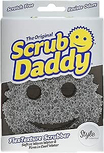 Scrub Daddy Smiling Scrubber, Grey - Scratch-Free Multipurpose Dish Sponge - BPA Free & Made with Polymer Foam - Stain & Odor Resistant Kitchen Sponge (1 Count)