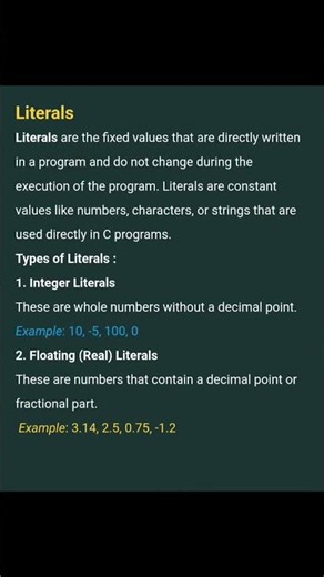 Literals And Variables In C