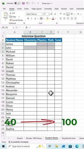 Students Random Marks | Excel Interview Questions
