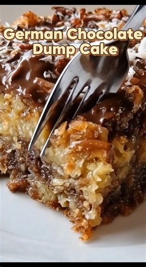 German Chocolate Dump Cake 🍫🥥 This German Chocolate Dump Cake is rich, gooey, and wildly easy the kind of bakery-style dessert that disappears fast. Layers of melty chocolate, sweet coconut-pecan goodness, and buttery cake come together with almost zero effort. Save this one, share it, or tag a friend who loves an easy homemade dessert 😍 Yield: 12 large servings Ingredients: • 1 box German chocolate cake mix (15.25 oz / 432 g) • 1 cup chopped pecans • 1 ½ cups sweetened shredded coconut • 1 c
