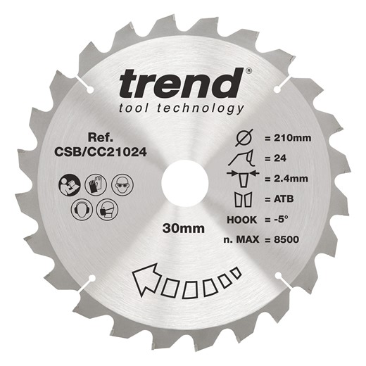 Trend 210mm x 30mm x 24T Wood Mitre Saw Blade