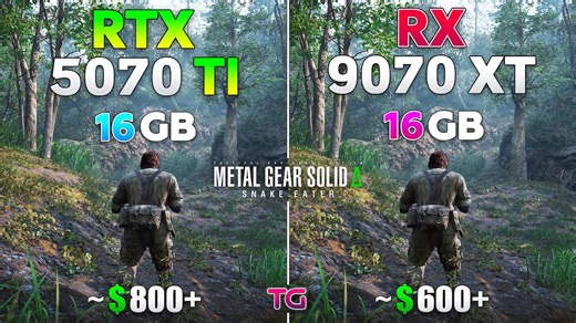 Metal Gear Solid Δ Snake Eater: RTX 5070 Ti vs RX 9070 XT | 1080p | 1440p | 4K