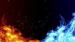 Download Fire and Ice with spark concept on black background. for free