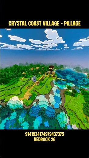 🌊 Crystal Coast Raid Village Seed 😳 Minecraft Bedrock 26 #minecraft #minecraftseeds
