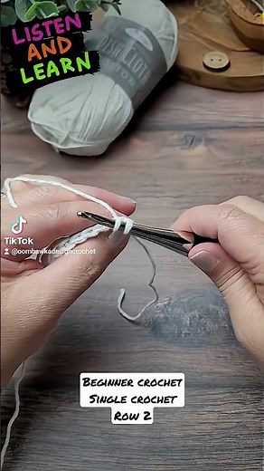 Beginner Crochet. Single Crochet. Row 2. Watch full video on YouTube.
