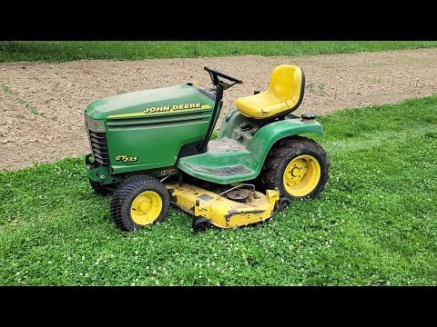 John deere GT235 oil change, replacing leaking fuel line and air filter