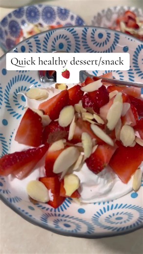 Fresh dessert bowl with strawberries and cream twist