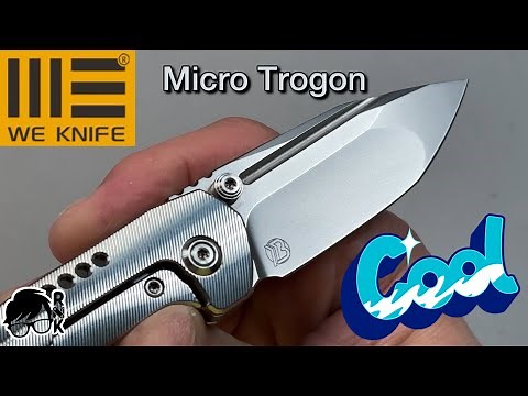 Review/impressions of the We Knives M390 Micro Trogon knife with polished textured Titanium scales!