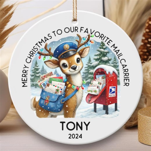 Mailman Ornament, Personalized Postal Truck Christmas Ornament, Mail Carrier Ornament, Customized Favorite Mailman Christmas Gift - Etsy