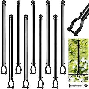 Hicarer 9 Pcs 1-3/8" Chain Link Fence Post Extender 20 Inch Extension Height Galvanized Chain Link Fence Extension for Privacy and Dogs (Black)