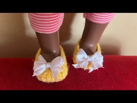 ✨ 7-Minute Crochet Doll Shoes | Easy American 18-Inch Crochet Doll Ballet Flats 🎀🧶