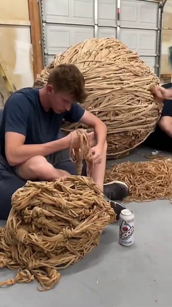 Giant Rubber Band Ball Hits 1,600 Pounds!